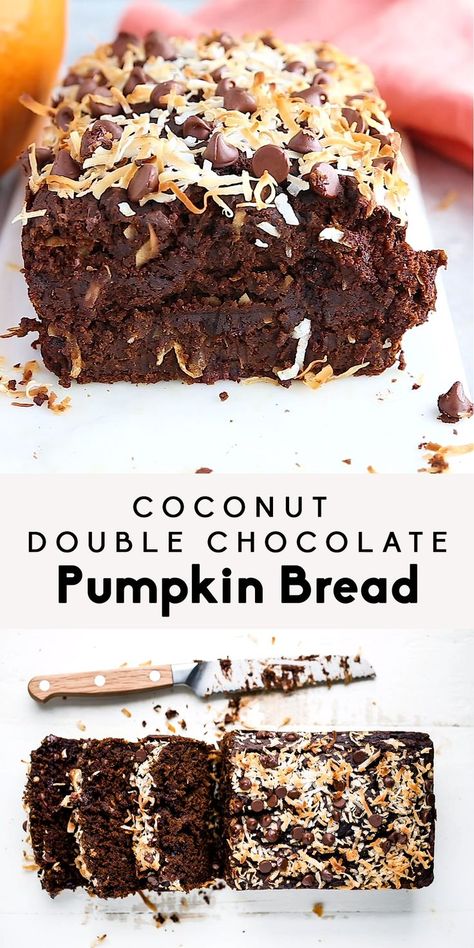 Chocolate Pumpkin Bread, Healthy Pumpkin Bread, Chocolate Pumpkin, Bread Ingredients, Coconut Palm, Healthy Chocolate, Pumpkin Chocolate, Pumpkin Bread, Whole Wheat Flour