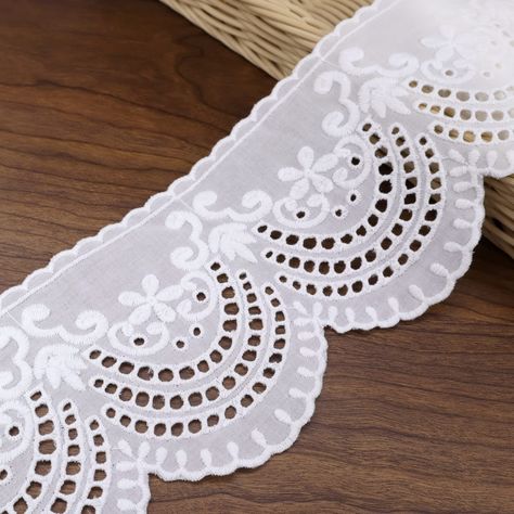 PRICES MAY VARY. Package:3 yards Length X 4 inch Width Ivory Eyelet Lace Trim Base Fabric:Cotton ; Embroidery Thread:Cotton,Soft touch and skin-friendly Color : Ivory；No elasticity New products are on the shelves.The shocking price!Hurry up to buy!Remember to get the Coupon!If you're looking for colorful or different designed lace, trim or edging check out IDONGCAI Store IDONGCAI Eyelet Lace Trim Cotton Embroidered Scalloped Floral Lace Fabric Trim for Garment Skirt Extender Wedding Home Decor D Pets Clothes, Skirt Extender, Making Dresses, Floral Lace Fabric, Wedding Home Decor, Sewing Lace, Bed Skirts, Clothes Diy, Sewing Material