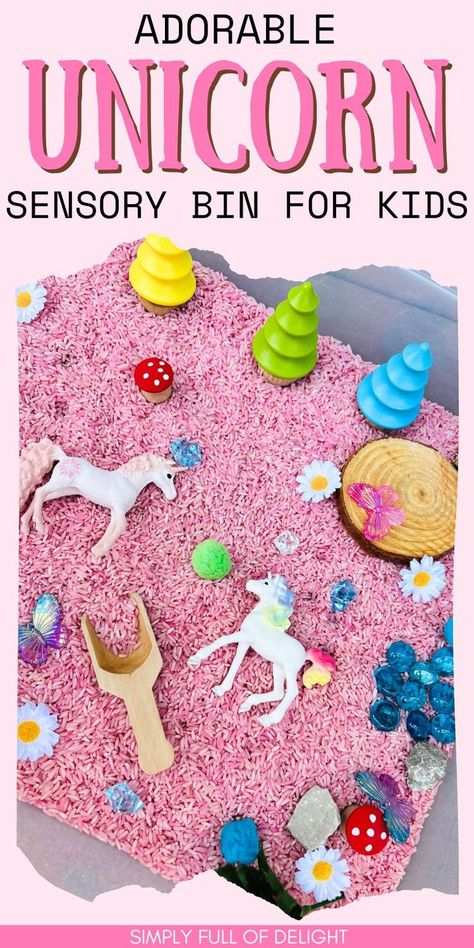 diy unicorn sensory bin for kids Unicorn Messy Play, Messy Play Party Ideas, Fairytale Sensory Bin, Horse Sensory Bin, Unicorn Tuff Tray, Messy Play Themes, Unicorn Sensory Bin, Unicorn Activities Preschool, Sensory Bin Themes