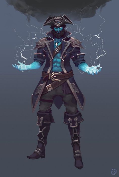 Genasi Captain. by kaerru on DeviantArt Pathfinder Character, Pirate Art, Dungeons And Dragons Characters, Dnd Art, D&d Dungeons And Dragons, Character Design Male, Fantasy Rpg, Fantasy Inspiration, Elder Scrolls