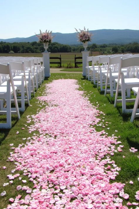 Transform your wedding aisle into a breathtaking sight with these 23 stunning decor ideas! From charming flower petal-lined paths to elegant floral arrangements, elevate the atmosphere of your special day. Whether your style is rustic, modern, or vintage, we'll share tips on creating the perfect aisle to wow your guests. Let your personality shine through beautiful decorations that reflect your love story. Explore unique themes and arrangements that will create magical moments as you walk down the aisle! Make your decor unforgettable! Flower Petal Wedding Aisle, Petal Wedding Aisle, Wedding Aisle Candles, Church Aisle Decorations, Wedding Aisle Decor, Elegant Floral Arrangements, Church Aisle, Aisle Markers, Unique Themes