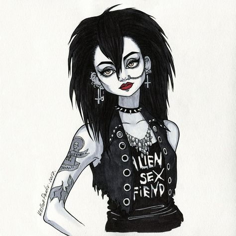 Goth Girl Drawing, Goth Comic, Goth Characters, Emo Pics, Demon Child, Punk Drawing, 100 Gecs, Black Scene, Emo Pictures