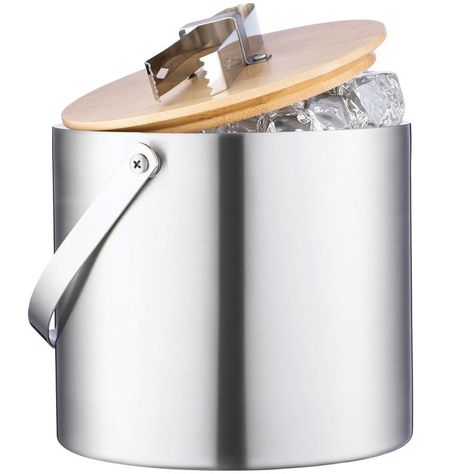 Double- Wall Stainless Steel Insulated Ice Bucket With Lid and Ice Tong - [3 Liter] Chilled Beer, Wine Ice Bucket, Ice Tongs, Home Bars, Coffee And Espresso Maker, Wedding Showers, Wine Refrigerator, Lift And Carry, Ice Bucket