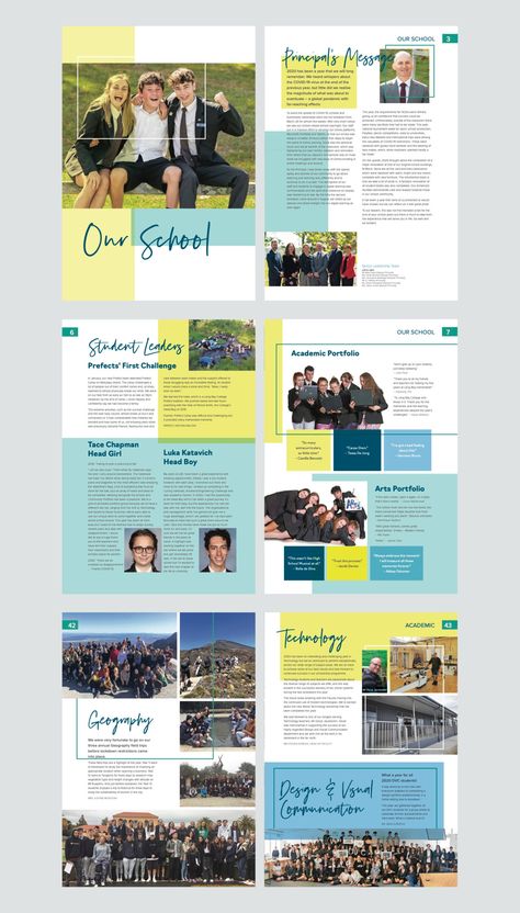 College Magazine Layout Design, Yearbook Graphic Design Ideas, School Magzine Idea, College Yearbook Design, College Newsletter Design, School Magazine Ideas Layout Design, Yearbook Page Design, College Magazine Ideas, College Magazine Cover Design