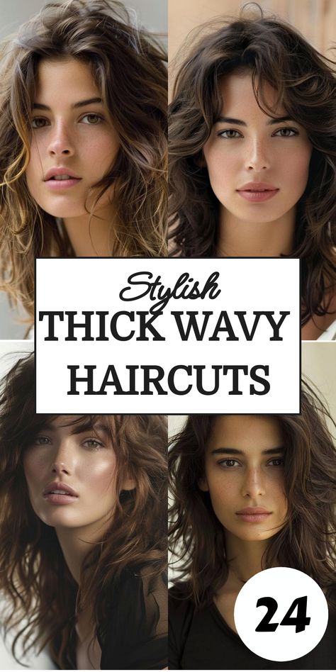 Check out 24 fabulous thick wavy haircuts that will elevate your look with effortless elegance. Whether you love long, flowing waves or short, textured curls, these thick wavy haircuts provide a variety of chic and trendy styles. Find the perfect thick wavy haircut to highlight your hair�s natural movement and add a touch of glamour. Haircut Styles For Long Wavy Hair, Haircuts For Super Thick Wavy Hair, Haircut Style For Wavy Hair, 2b Haircut Bangs, Thick Wavy Hair With Curtain Bangs, Natural Wavy Brunette Hair, Medium Length Hair With Layers Low Maintenance, Best Haircut For Naturally Wavy Hair, Midlength Haircuts Wavy