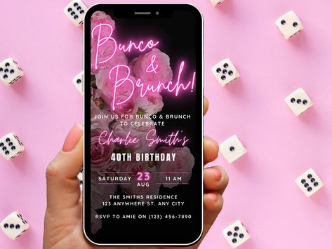 Bunco & Brunch Invitation, Ladies Game Day Digital Invite, Fun Stylish Personalized Electronic Invite for Womens Birthday Brunch Party Evite by WhimsicalThingsInc on Etsy Birthday Brunch Party, Bunco Game, Lady Games, Brunch Event, Womens Birthday, Chic Invitation, Birthday Brunch, Brunch Invitations, Digital Invite