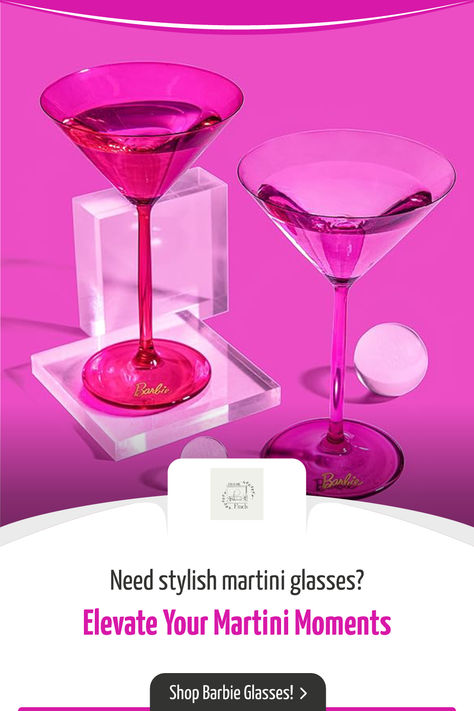 Elevate your drink game with these gorgeous Dragon Glassware x Barbie crystal martini glasses. Their pink and magenta hues are perfect for a luxurious and playful touch to your home bar! #CocktailHour #BarbieCollection Crystal Martini Glasses, Pink Martini, Martini Glasses, Barbie Collection, Cocktail Hour, Martini Glass, The Dragon, Home Bar, Martini