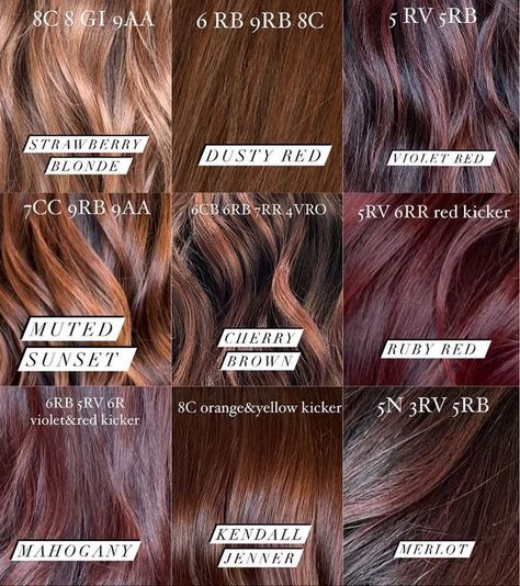 Redken Fall Toner Formulas, Redken Red Violet Formula, Redken Shades Eq Formulas Wine, Tones Of Red Hair Shades, Redken Shades Eq Maroon Formula, Redken Mahogany Hair Color, Red Brown Color Formulas, Dark Red Redken Formula, Copper Brown Hair Shades Eq