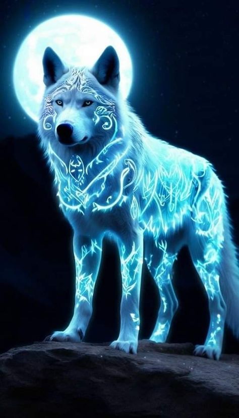 White Wolf Art Fantasy, White Wolf Art, Wolf With Blue Eyes, Wolf Fanart, Moodboard Theme, Wolf Art Fantasy, White Wolves, Anime Wolves, Magical Wolf