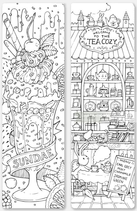 Shanghee Sin - Whimsical children's illustrator, Seattle Creative Bookmarks, Bunny Drawing, Coloring Bookmarks, Bookmark Template, Detailed Coloring Pages, Printable Adult Coloring Pages, Homeschool Art, Book Markers, Acrylic Ink