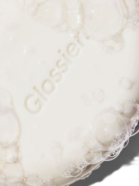 Glossier Bar Soap, Glossier Face Wash, Glossier You Body Cream, Glossier Holiday Beauty Bag, Beauty Typography, Glossier Branding, Glossier Cleanser, Soap Aesthetic, Skincare Website