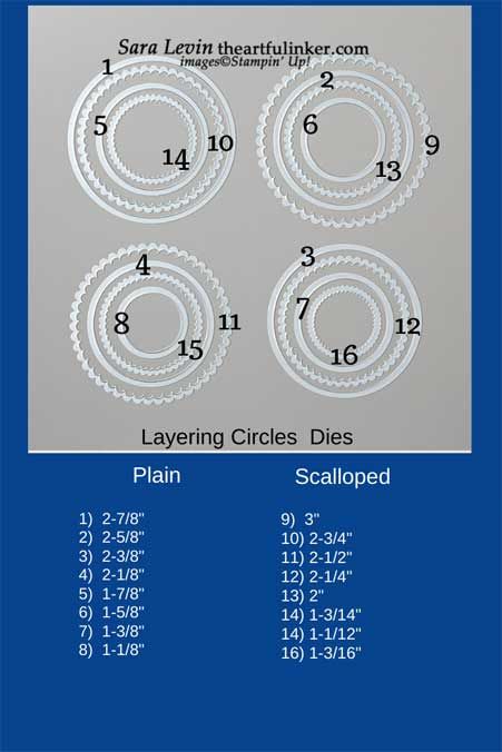 Stampin' Up! Layering Circles dies measurement chart. Sara Levin | theartfulinker.com See more of Sara's Designs. #layeringcirclesdies #layeringcirclessizes #handmadecards #rubberstamps #cardmaking #stampinup #stamping #saralevin #theartfulinker Stamping Techniques Card Tutorials, Customer Appreciation Gifts, Stamp Tutorial, Card Making Tips, Card Making Tutorials, Fancy Fold Cards, Stamp Pad, Stamping Techniques, Card Making Techniques