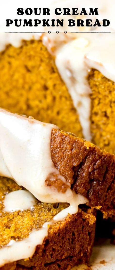 Bread With Sour Cream, Recipes Using Sour Cream, Pumpkin Bread Recipe Easy, Fresh Pumpkin Recipes, Homemade Pumpkin Bread, Fall Bread Recipes, Brown Butter Glaze, Pumpkin Butter Recipe, Easy Pumpkin Bread