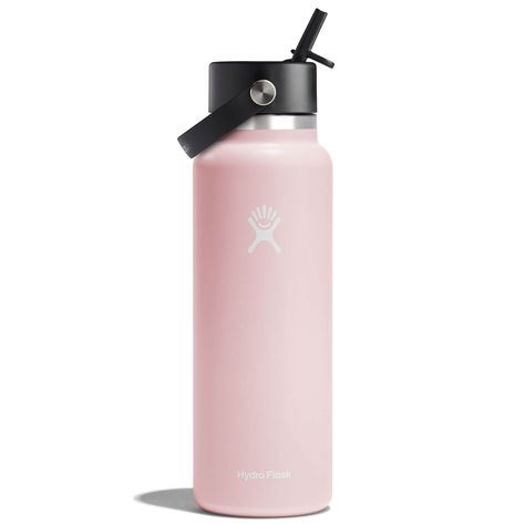 40 oz Wide Mouth with Flex Straw Cap - Trillium Hydroflask 40 Oz Straw Lid, Light Pink Hydro Flask, Hydro Flask Pink, Back To School Water Bottles, Light Pink Water Bottle, Cute Water Bottles For School, Waterbottle With Straw, Cute Hydroflask, Wishlist Preppy