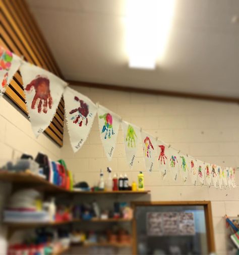 Mrs D (@mykinderyear) • Instagram photos and videos Classroom Bunting, Bunting Ideas, Marvellous Me, Eyfs Ideas, Diy Classroom, Primary Classroom, Classroom Environment, Reggio Emilia, Hand Print