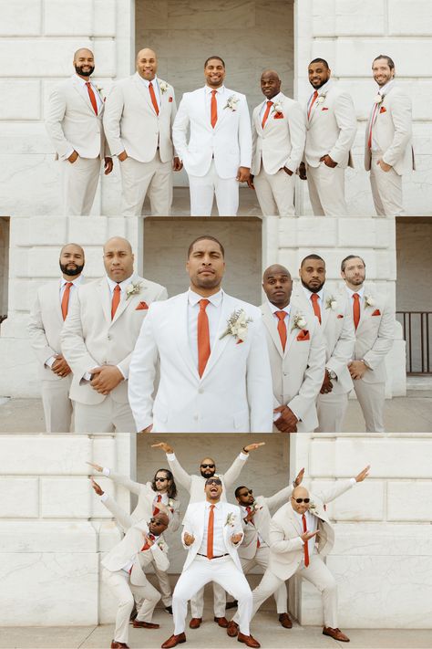 Groom and groomsmen posing for photos at Detroit Institute of Arts. See more groom and groomsmen attire ideas and groom and groomsmen photo ideas. Book Marissa as your Detroit wedding photographer at marissadillonphotography.com! Bridesmaid And Groomsmen Pictures, Groomsmen Attire Ideas, Groom And Groomsmen Photos, Wedding Groom And Groomsmen, Grooms Portraits, Funny Groomsmen Photos, Groomsmen Photo Ideas, Groomsmen Pictures, Groomsmen Photo