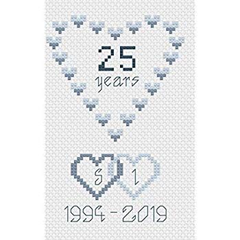 Anniversary Cross Stitch Patterns, Wedding Anniversary Embroidery, 25 Wedding Anniversary, Anniversary Cross Stitch, Anniversary Embroidery, Wedding Hearts, Stitch Cards, 25th Wedding Anniversary, Cross Stitch Cards