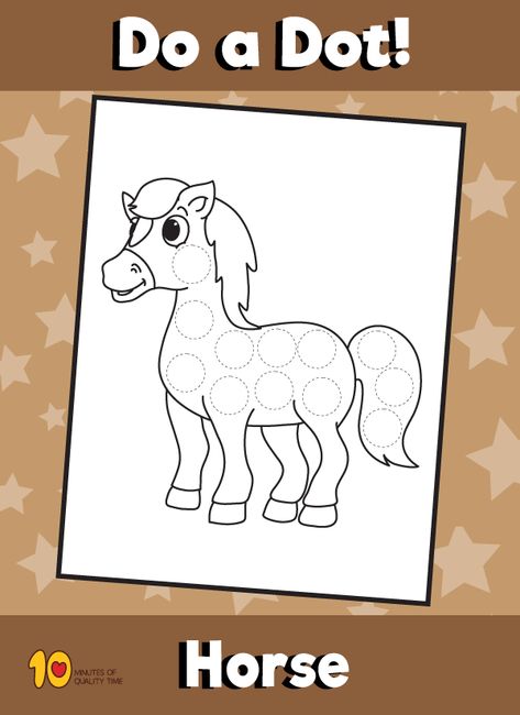 Dot Activity Animals - Horse Horse Dot Painting, Horse Activities For Kids, Quick Kids Crafts, Dot Activities, Animals Horse, Pets Preschool Theme, Easy Toddler Activities, Horses Theme, Do A Dot