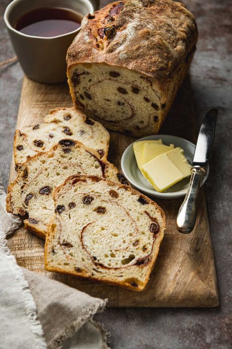 Sourdough Cinnamon-Raisin Swirl Bread | Lemons + Anchovies Swirl Bread, Sourdough Sandwich, Cinnamon Raisin Bread, Pain Au Levain, Sourdough Starter Recipe, Raisin Bread, Swirled Bread, Fruit Bread, Sourdough Baking