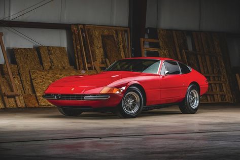 A Pristine 1971 Ferrari 365 GTB/4 Daytona is Heading to Auction #daily #news #hypebeast #mux #muxjasper #fivedoubleues Ferrari 365 Gtb4 Daytona, Don Johnson, Headlight Covers, Classic Motors, Miami Vice, First Car, Shades Of Red, Rolls Royce, Car Design