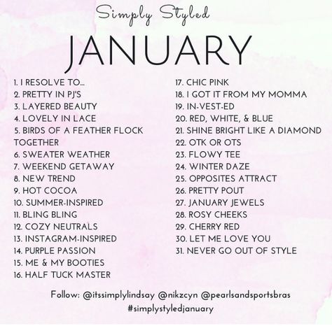 Style Me January Challenge, January Style Challenge, January List, January Holidays, January Style, National Holiday Calendar, Shopping Challenge, Elegant Office Wear, Fashion Challenge