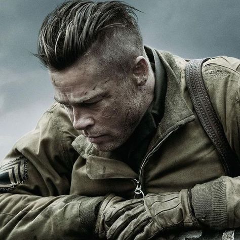 Brad Pitt’s Fury Haircut: A Stylish Undercut (+Gallery) Brad Pitt Fury Haircut, Fury Haircut, Brad Pitt Fury, Brad Pitt Haircut, Fury Movie, Military Haircuts Men, Brad Pitt Hair, Military Haircut, Erwin Rommel