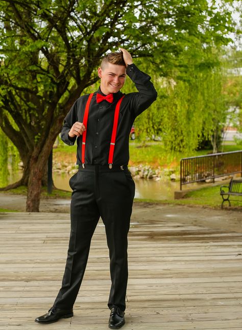 Red Bowtie Outfit Men, Red Bow Tie Outfit Men, Red Suspenders Outfit Men, High School Homecoming Mens Outfit, Homecoming Boys Outfits High School, Red Chambelanes Outfits, Red Bow Tie Outfit, Suspenders Outfit Men, Boys Homecoming Outfits High School