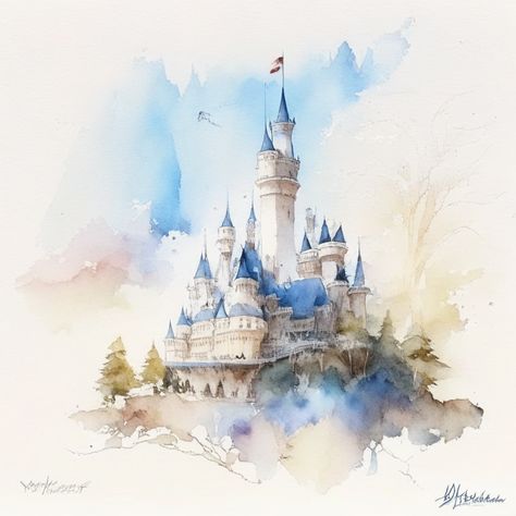 #castle #watercolor #fairtale #art #posterprint #watercolorart #watercolorposter #wallart #walldecor #homedecor Watercolour Cookies, Watercolor Castle, Fantasy Clipart, Art Buildings, Fantasy Watercolor, Blue Castle, Fairy Tale Castle, Castle Illustration, Castle Painting