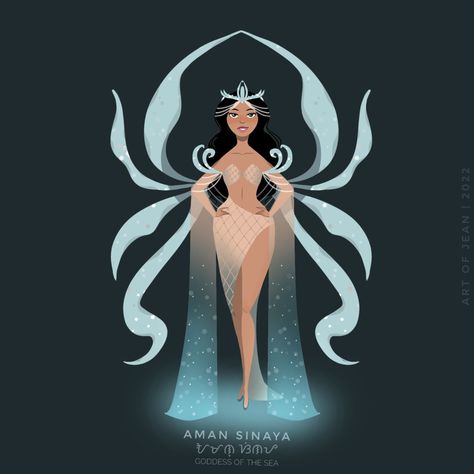 Filipino mythology, the deity of the ocean and protector of fishermen. Goddess Of Ocean, Aman Sinaya, Ocean Goddess Art, Ethereal Ocean, Urashima Taro, Goddess Oc, Philippine Mythology, Ocean Goddess, Water Goddess