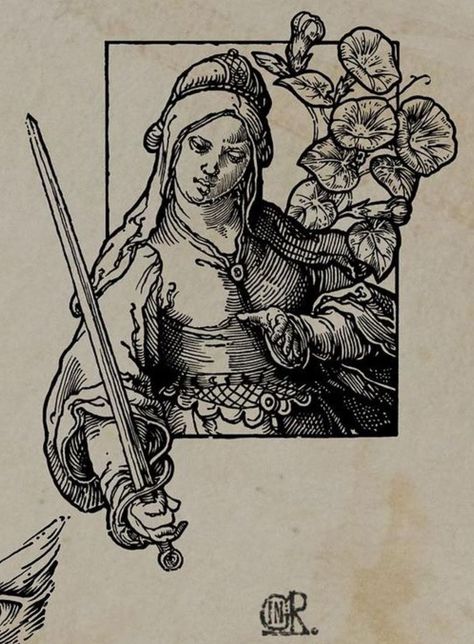 Woodcut Illustration Medieval, Medieval Line Art, Medieval Woodcut Art, Woodcut Drawing, Engraving Style Tattoo, Medieval Drawing, Minimalistic Tattoo Ideas, Minimalistic Tattoo, Cowgirl Tattoos