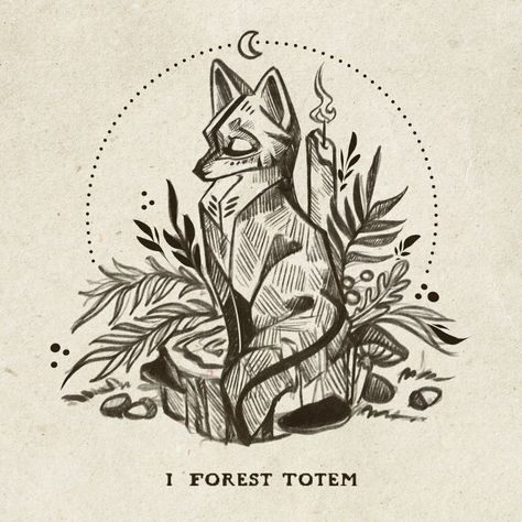 Foxtober day 1 - Forest totem 🌿 . . . #forest #woods #illustration #nature #drawing #cute #illustration #foxtober #foxtotem #FoxInktober #foxtober2024 #fox #wooden Totem Drawing, Woods Illustration, Fox Totem, Illustration Nature, Nature Drawing, Tattoo Inspo, Art References, Cute Illustration, Art Sketchbook