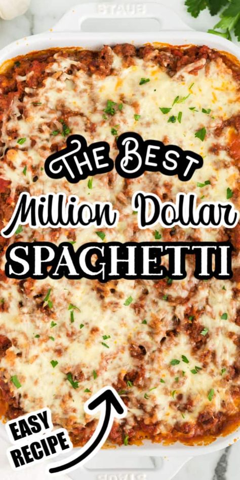 Million Dollar Spaghetti Recipe, Million Dollar Spaghetti Casserole, Spaghetti Casserole Recipe, Spaghetti Recipes Easy, Million Dollar Spaghetti, Baked Spaghetti Recipe, Filled Pasta, Spaghetti Casserole, Turkey Chicken