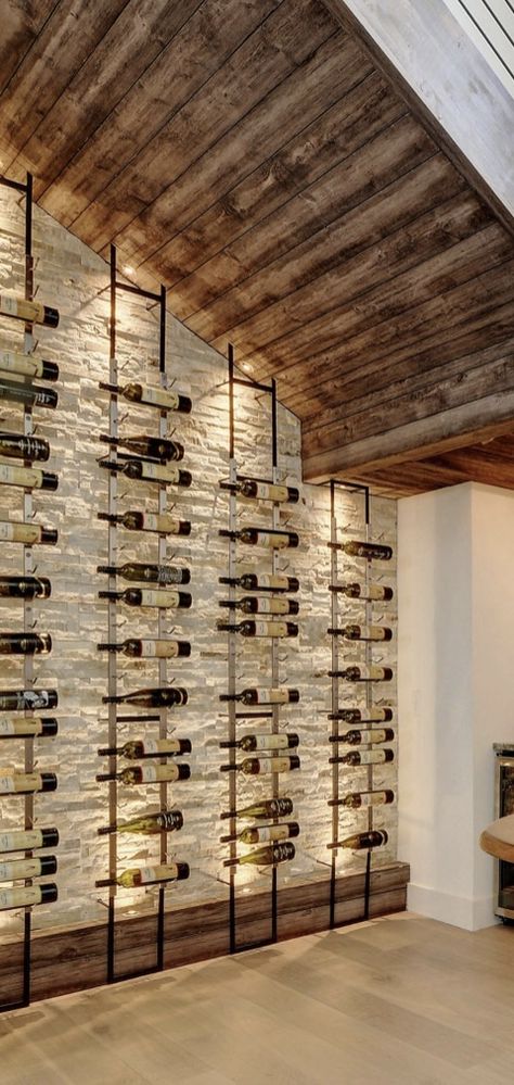 Wine Cellar Modern, Under Stairs Wine, Under Stairs Wine Cellar, Wine Cellar Wall, Wine Storage Wall, Wine Room Design, Wine Cellar Ideas, Cellar Ideas, Wine Closet