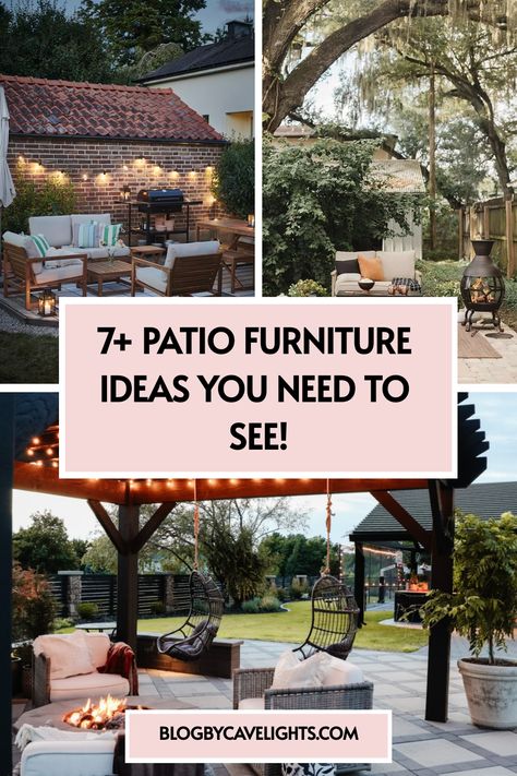 7 patio furniture ideas Patio Furniture Placement, Outdoor Furniture Layout, Patio Furniture Layout, Rustic Wooden Furniture, Patio Furniture Makeover, Outdoor Patio Designs, Outdoor Furniture Plans, Patio Furniture Ideas, Furniture Placement