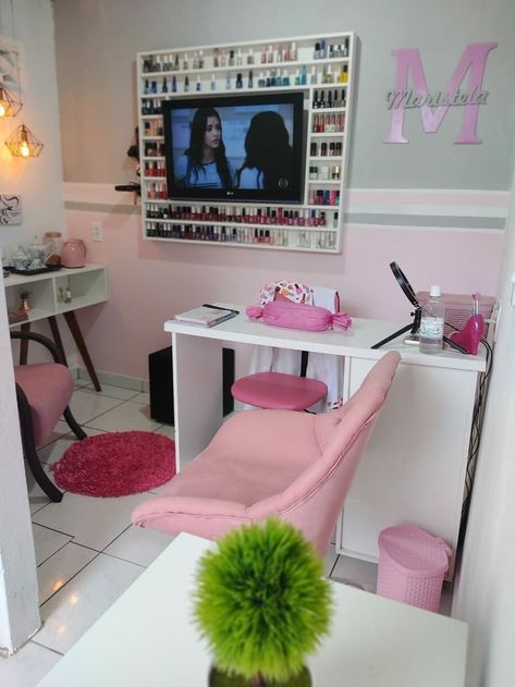 Tech Room Ideas, Nail Tech Room Ideas, Nail Tech Room, Nail Salon Ideas, Beauty Shop Decor, Nail Room Ideas, Tech Room, Beauty Room Salon, Esthetician Room Decor