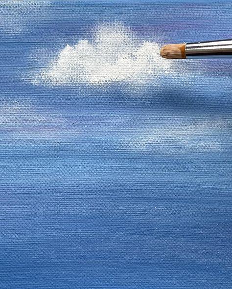 Diy Sky Painting, Acrylic Paint Clouds Tutorial, Cloudy Sky Acrylic Painting, Painting Clouds With Acrylics, How To Paint Clouds With Acrylic Paint, Drawing Clouds Acrylic, Acrylic Clouds Painting, Paint Sky Acrylic, How To Paint The Sky