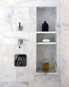 Remarkable Ideas For Shower Niche Shower Niche Ideas, تصميم دورة مياه, Bathroom Niche, Recessed Shelves, Niche Ideas, French Country Bathroom, Regal Design, Master Bath Remodel, Shower Niche