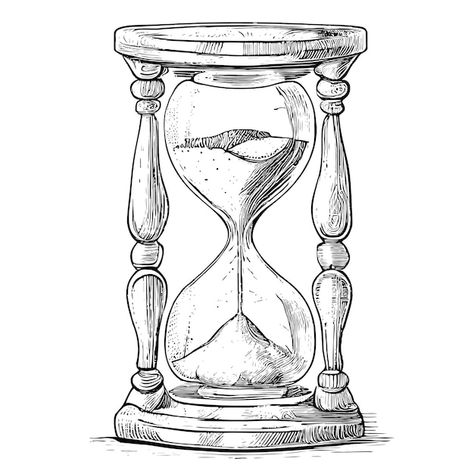 Sand Watch Illustration, Sand Watch Drawing, Hourglass Sketch, Hourglass Drawing, Jam Pasir, Sand Watch, Watch Drawing, Art App, Sand Clock