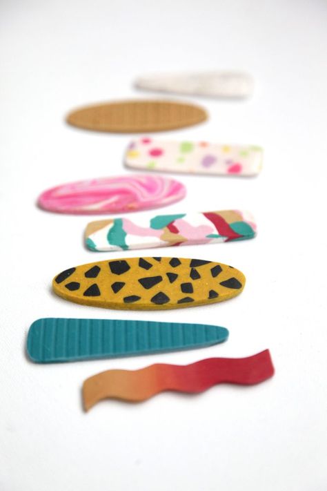 How to Make Polymer Clay Hair Barrettes with the Silhouette Curio | The Pretty Life Girls Clay Clips, Clay Art For Kids, Polymer Clay Hair, Diy Gem, Clay Hair, Silhouette Curio, Christmas Stockings Diy, Pretty Life, Sculpey Clay