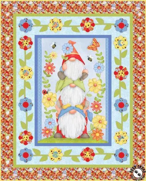 Gnome Quilt, Grow Butterflies, Laundry Basket Quilts, Basket Quilt, Tree Quilt, Wall Quilts, Panel Quilts, Free Quilting, Gnome Garden