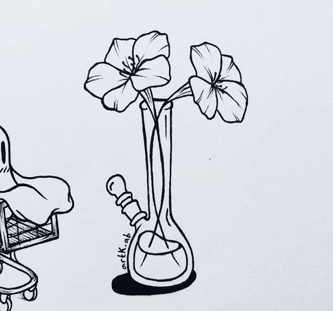 Dab Rig Drawing, Plant Flash Tattoo, Flower Pot Tattoo, Fake Skin Tattoo, Tattoos 2023, Graffiti Flowers, Stencil Graffiti, Zen Doodle Art, Quotes Pics