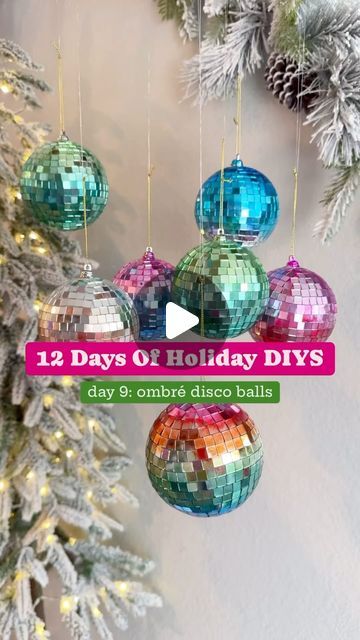 Morgan 🎀🎄| Holiday inspo & diys on Instagram: "12 Days of Holiday DIYS 🎄🎀✨ Day 9: Ombré Disco Balls 🪩🌈 $14 for one, single disco ball or $17 to make as many as my heart desires???? No brainer! I will link the exact alcohol inks I used on my Amazon storefront 🫶🏼 (the link is in my bio) This may be a messy project, but it was so much fun and satisfying lemme tell ya! Make sure to check out the previous videos from my 12 days of Holiday DIYS, and follow for the rest! 🎄 • • • • • • #christmasdecor #christmasdecorations #homedecor #holidayinspo #diydecor #christmasdiy #tistheseason #12daysofchristmas #anthro #anthrohome #pinkchristmas #diychristmas #anthrodupe #discoball Michaels stores, Target, Target finds. Target must haves! Target holiday decor, Target Christmas, Homegoods, Marsha Christmas Disco Ball Decor, Disco Ball Snowman Diy, Christmas Disco Party, Disco Christmas Decorations, Disco Ornaments, Disco Ball Craft, Disco Christmas Party, Disco Ball Christmas Tree, Christmas Disco Ball