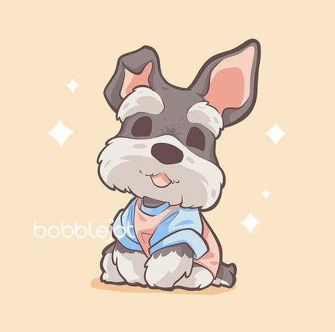 Dog Schnauzer, Kawaii Puppy, Puppy Illustration, Schnauzer Dog, Beautiful Dog, Dog Cute, To Draw, Cute Art, Kawaii