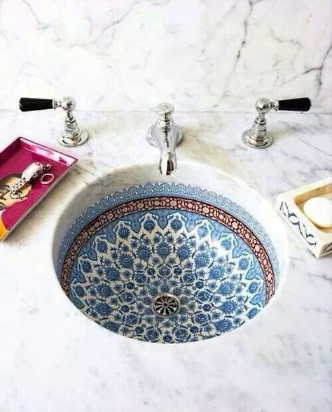 Beautiful Sink from Morocco Dream Spa, Interior Boho, Casa Vintage, Porcelain Sink, घर की सजावट, Humble Abode, Decor Minimalist, Beautiful Bathrooms, Design Case