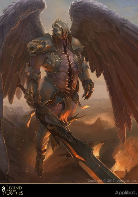 Artist: Stephen Mabee aka smabeeart - Title: Typhon, King of Monsters - Card: Cruel Angel Eric Angelic Abomination, Typhon Art, King Of Monsters, Angel Demon, Angel Warrior, My Fantasy World, 다크 판타지, Dungeons And Dragons Homebrew, Scary Art