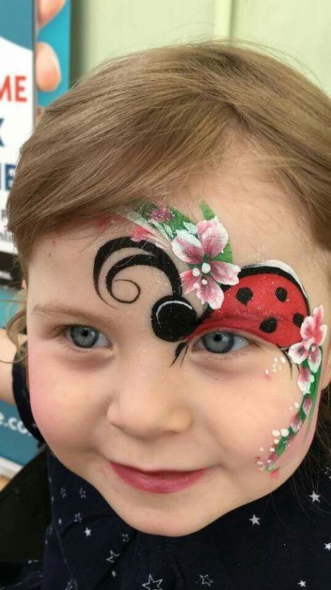 Insect Face Paint, Bug Face Paint, Ladybug Face Paint, Easy Face Painting Ideas, Easter Face Paint, Easy Face Painting, Animal Face Paintings, Girl Face Painting, Face Paint Ideas