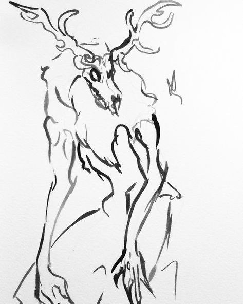 Quick scketch #ink #wendigo #art #quickscketch #drawing #painting Wendigo X Human, Wendigo Drawing Reference, Skin Walker Drawing, Wendigo Drawing Easy, Wendigo Reference, Wendigo Art Dark, Wendigo Sketch, Wendigo Fanart, Wendigo Aesthetic