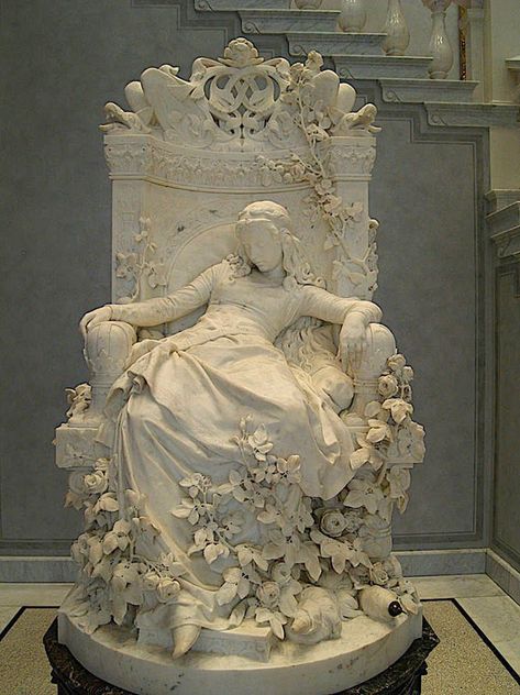 The Sleeping Beauty (1880) [Alte Nationalgalerie, Berlin, Germany] -- Louis Sussmann-Hellborn (German; 1828 - 1908) Istoria Artei, Paintings Watercolor, Cemetery Art, 흑백 그림, Watercolor Ink, Art Community, Painting Drawing, Sculptures & Statues, Drawing Art