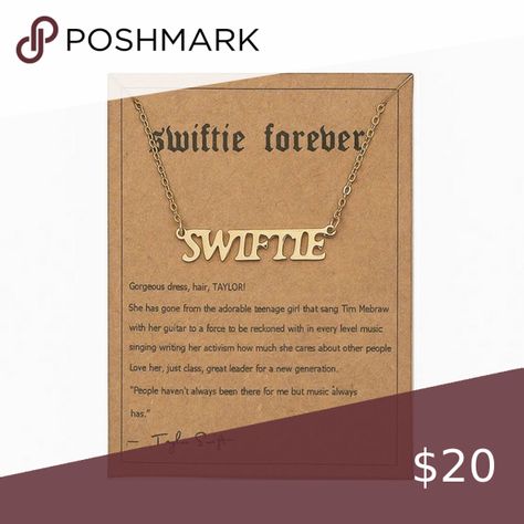 SWIFTIE Taylor Swift Necklace. Gold Tone Stainless Steel. NEW Taylor Swift Necklace, Lover Reputation, Birthday Presents For Friends, Music Sing, The Concert, Taylor Swift Fan, Presents For Friends, Steel Material, Birthday Presents