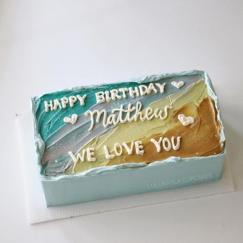 Birthday Cake Rectangle Simple, Rectangle Cake Decorating Ideas, Cake Kotak, Rectangle Cake Designs, Kare Pasta, Abstract Cake, Square Cake Design, 75 Birthday, Toffee Cake